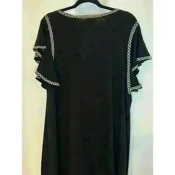 Max Studio Plus 1X Black Flutter Sleeve Knee Length Dress Women - Picture 5 of 14